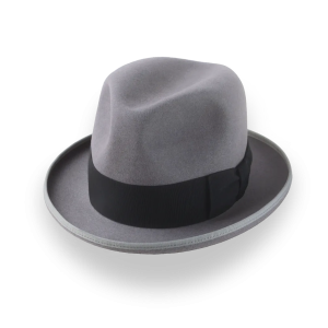 Classic Beaver Felt Rolled Brim Homburg Hat