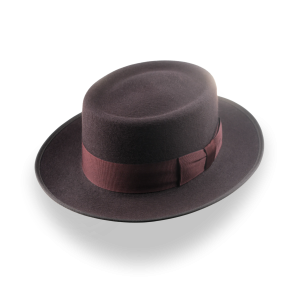 Timeless Chocolate Brown Wool Felt Rounded Crown Porkpie Hat