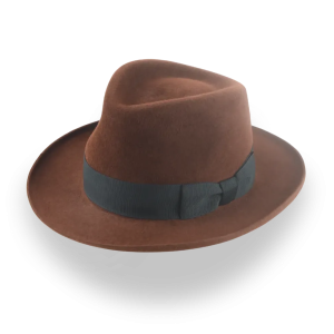 Structured Brown Rolled Brim Fedora Hat