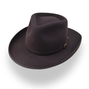 Elegant Chocolate Brown Beaver Felt Teardrop Crown Fedora Hat
