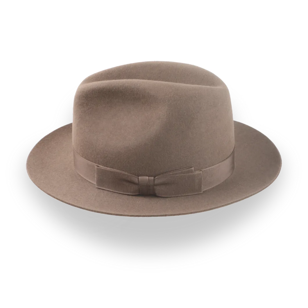 Tailored Taupe Center Dent Fedora Hat - Image 2