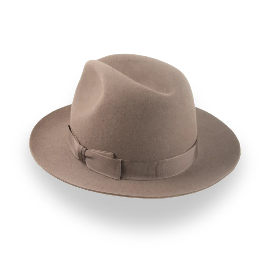 Tailored Taupe Center Dent Fedora Hat - Image 3