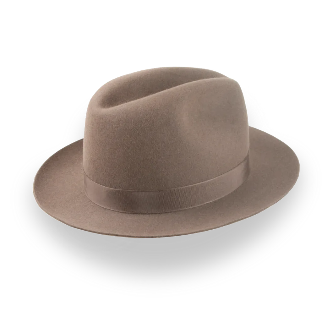Tailored Taupe Center Dent Fedora Hat - Image 4