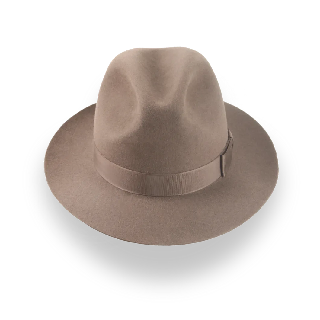 Tailored Taupe Center Dent Fedora Hat - Image 6
