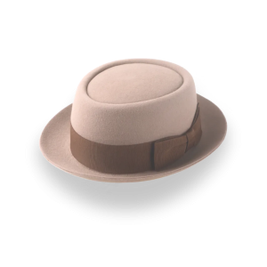 Classic Beige Fur Felt Rounded Crown Porkpie Hat
