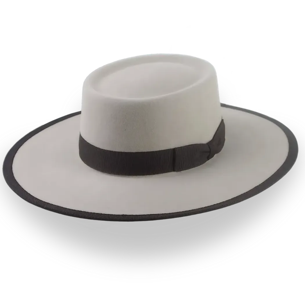 Clean Beige Fur Felt Structured Brim Western Hat