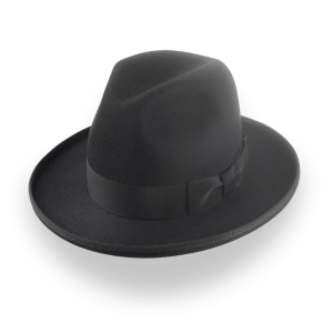 Distinctive Black Rolled Brim Homburg Hat