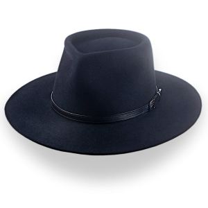 Structured Black Felt Structured Brim Western Hat