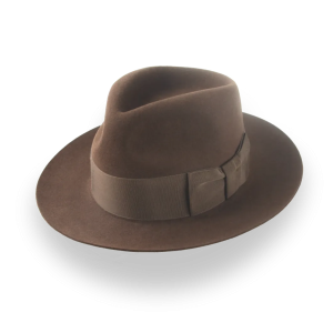 Streamlined Brown Rabbit Fur Felt Classic Crown Fedora Hat