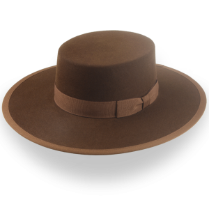 Versatile Brown Fur Felt Flat Crown Western Hat