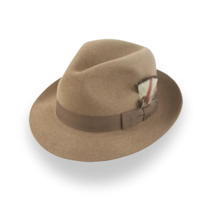 Refined Camel Beaver Felt Classic Crown Fedora Hat
