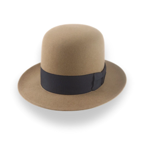 Refined Camel Open Crown Fedora Hat