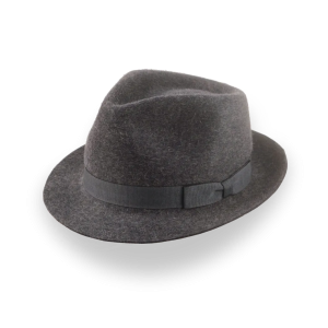 Versatile Grey Wool Felt Rounded Crown Porkpie Hat