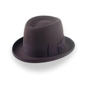 Refined Chocolate Brown Teardrop Crown Homburg Hat