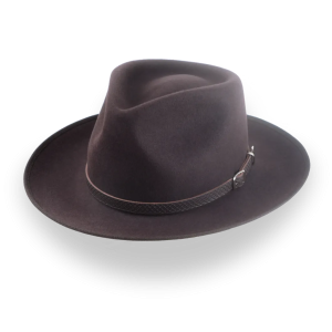 Structured Chocolate Brown Beaver Felt Teardrop Crown Western Hat