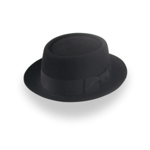 Tailored Black Rounded Crown Porkpie Hat