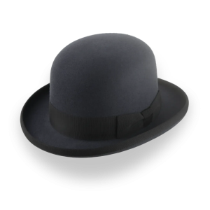 Contoured Grey Felt Rounded Crown Bowler Hat
