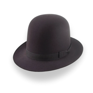Contoured Dark Brown Beaver Felt Open Crown Fedora Hat