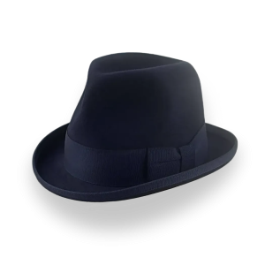 Understated Blue Rolled Brim Homburg Hat
