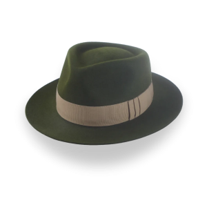 Clean Dark Olive Classic Crown Fedora Hat