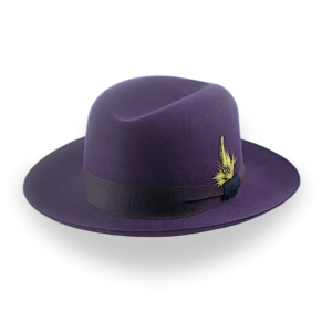 Relaxed Purple Fur Felt Classic Crown Fedora Hat