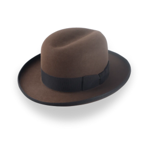 Relaxed Brown Beaver Felt Rolled Brim Homburg Hat