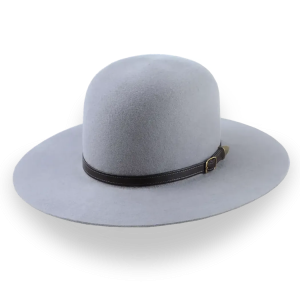 Sculpted Grey Wool Felt Round Crown Western Hat
