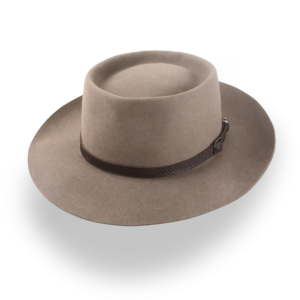 Balanced Coffee Brown Beaver Felt Rounded Crown Porkpie Hat