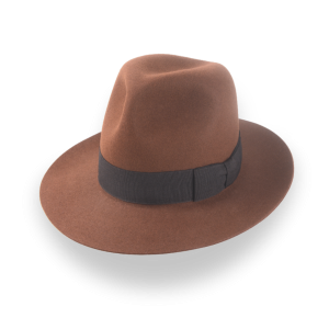 Sculpted Brown Classic Crown Fedora Hat