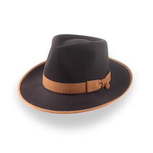 Clean Chocolate Brown Beaver Felt Teardrop Crown Fedora Hat