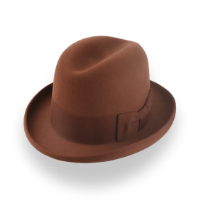 Classic Rust Felt Rolled Brim Homburg Hat