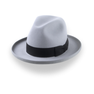 Relaxed Grey Fur Felt Rolled Brim Homburg Hat