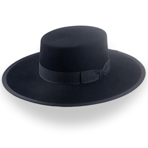 Crisp Black Fur Felt Bolero Crown Western Hat