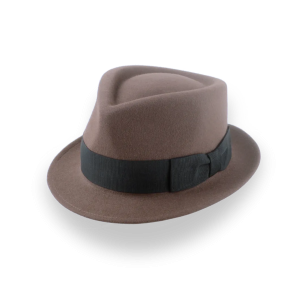 Clean Taupe Teardrop Crown Fedora Hat