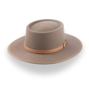 Crisp Taupe Fur Felt Wide Brim Western Hat