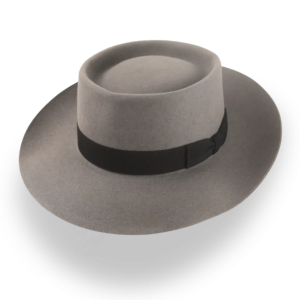 Tailored Grey Beaver Felt Rounded Crown Porkpie Hat
