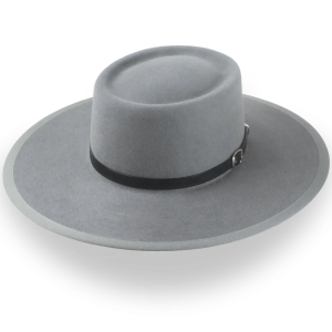 Classic Pewter Grey Telescope Crown Western Hat