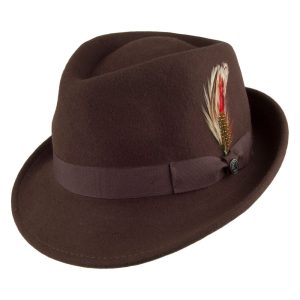 Brown Wool Felt Trilby Hat