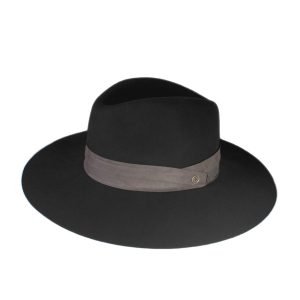 Textured Black Wide Brim Felt Hat