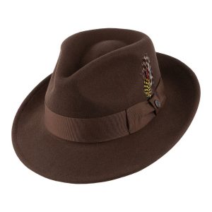 Brown Crushable C-Crown Wool Felt Fedora Hat