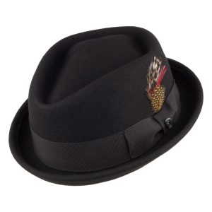 Black Crushable Wool Pork Pie Hat