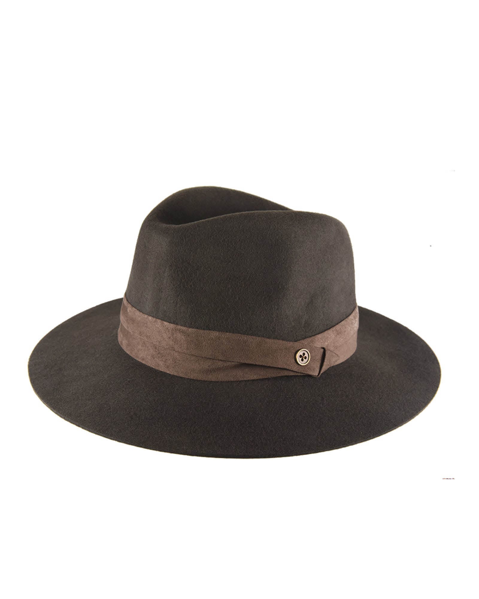 Structured Dusty Green Wide Brim Felt Hat