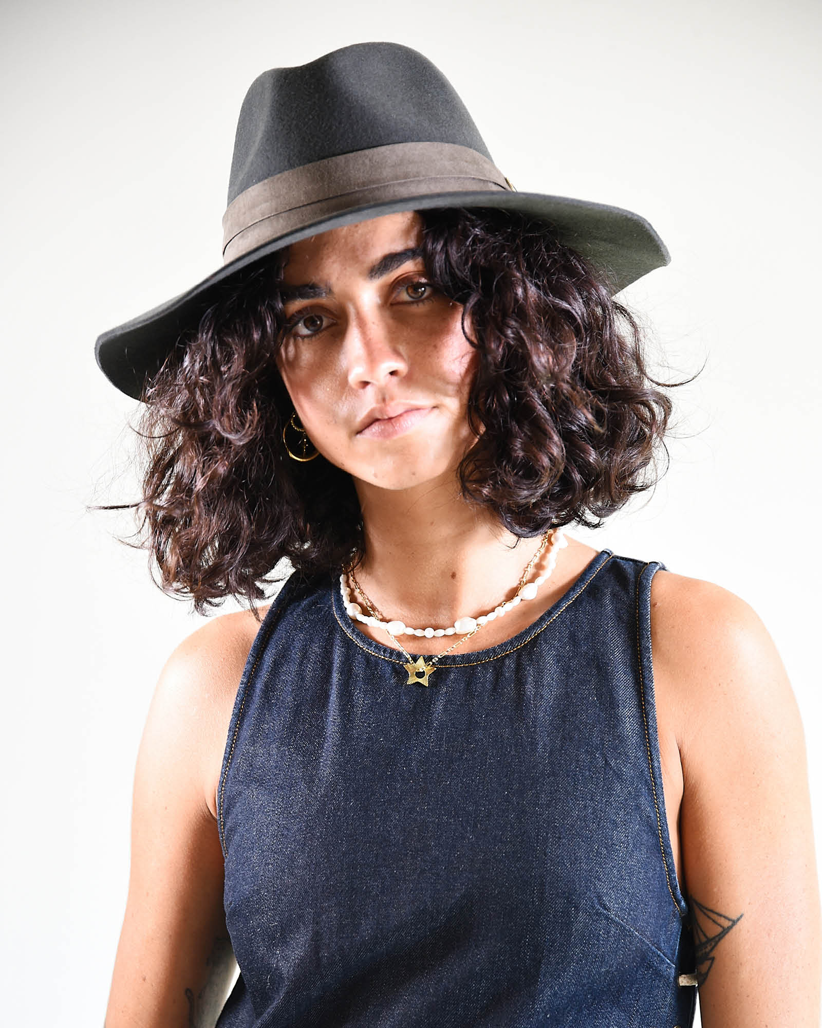 Structured Dusty Green Wide Brim Felt Hat - Image 5